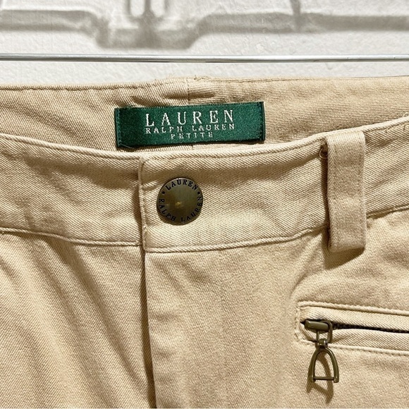 LAUREN RALPH LAUREN Women’s Beige Equestrian Theme Skinny Pants Horse Bit Sz 2P - Picture 4 of 7